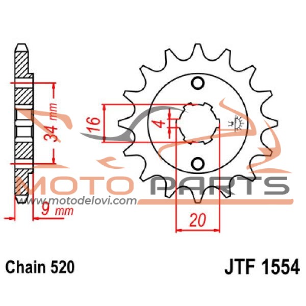 JTF1554.15 FRONT REPLACEMENT SPROCKET 15 TEETH 520 PITCH NATURAL SCM420 CHROMOLY STEEL ALLOY