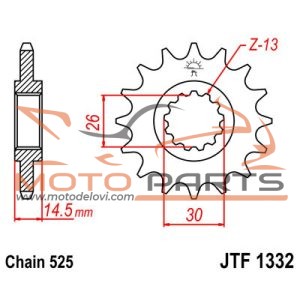 JTF1332.16 FRONT REPLACEMENT SPROCKET 16 TEETH 525 PITCH NATURAL SCM420 CHROMOLY STEEL ALLOY