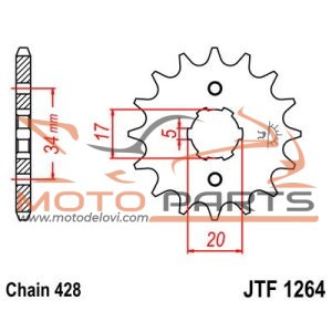 JTF1264.14 FRONT REPLACEMENT SPROCKET 14 TEETH 428 PITCH NATURAL SCM420 CHROMOLY STEEL ALLOY