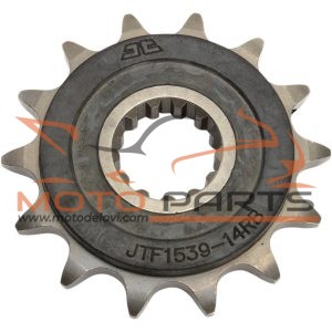 JTF1539.14RB FRONT RUBBER CUSHIONED SPROCKET 14 TEETH 520 PITCH NATURAL SCM420 CHROMOLY STEEL ALLOY