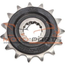JTF1537.15RB FRONT RUBBER CUSHIONED SPROCKET 15 TEETH 525 PITCH NATURAL SCM420 CHROMOLY STEEL ALLOY