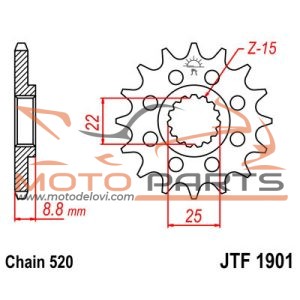 JTF1901.11 FRONT REPLACEMENT SPROCKET 11 TEETH 520 PITCH NATURAL SCM420 CHROMOLY STEEL ALLOY