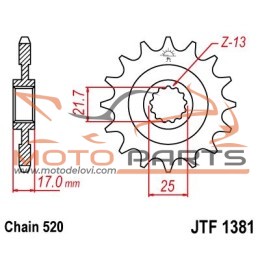 JTF1381.15 FRONT REPLACEMENT SPROCKET 15 TEETH 520 PITCH NATURAL CHROMOLY STEEL ALLOY