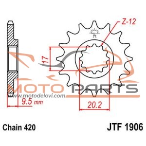 JTF1906.15 FRONT REPLACEMENT SPROCKET 15 TEETH 420 PITCH NATURAL SCM420 CHROMOLY STEEL ALLOY