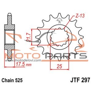 JTF297.15RB FRONT RUBBER CUSHIONED SPROCKET 15 TEETH 525 PITCH NATURAL SCM420 CHROMOLY STEEL ALLOY