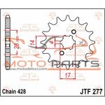 JTF277.14 FRONT REPLACEMENT SPROCKET 14 TEETH 428 PITCH NATURAL CHROMOLY STEEL ALLOY