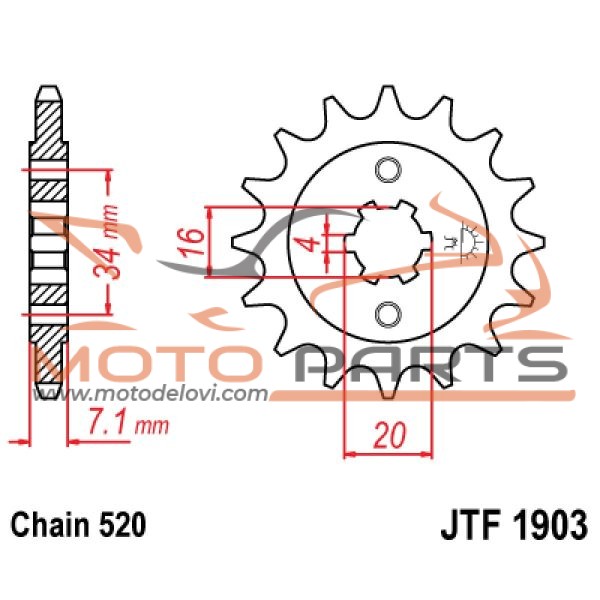 JTF1903.12 FRONT REPLACEMENT SPROCKET 12 TEETH 520 PITCH NATURAL SCM420 CHROMOLY STEEL ALLOY