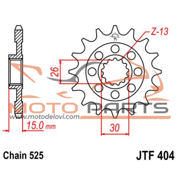 JTF404.14 FRONT REPLACEMENT SPROCKET 14 TEETH 525 PITCH NATURAL SCM420 CHROMOLY STEEL ALLOY