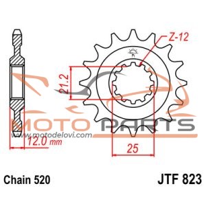 JTF823.16 FRONT REPLACEMENT SPROCKET 16 TEETH 520 PITCH BLACK C49 HIGH CARBON STEEL