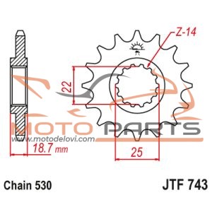 JTF743.15 FRONT REPLACEMENT SPROCKET 15 TEETH 530 PITCH NATURAL CHROMOLY STEEL