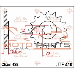 JTF410.14 FRONT REPLACEMENT SPROCKET 14 TEETH 428 PITCH NATURAL STEEL