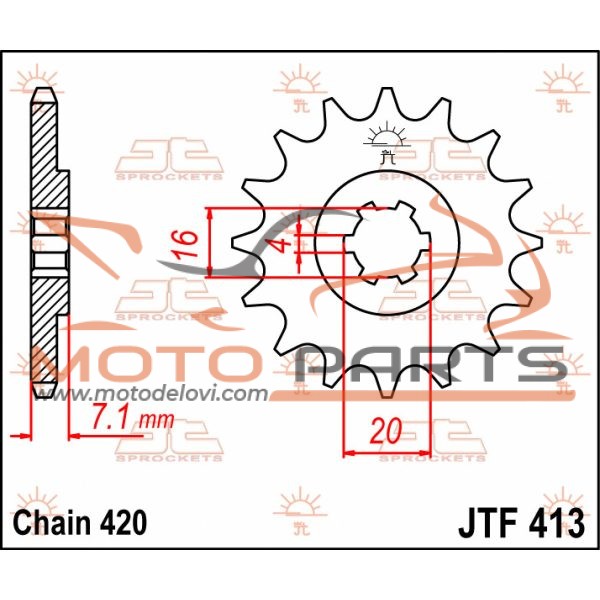 JTF413.12 FRONT REPLACEMENT SPROCKET 12 TEETH 420 PITCH NATURAL STEEL
