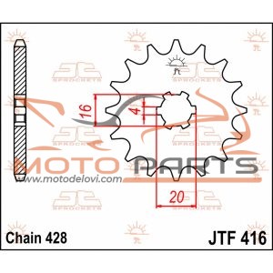 JTF416.13 FRONT REPLACEMENT SPROCKET 13 TEETH 420 PITCH NATURAL STEEL