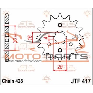 JTF417.15 FRONT REPLACEMENT SPROCKET 15 TEETH 428 PITCH NATURAL STEEL
