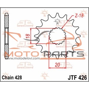 JTF426.15 FRONT REPLACEMENT SPROCKET 15 TEETH 428 PITCH NATURAL CHROMOLY STEEL ALLOY