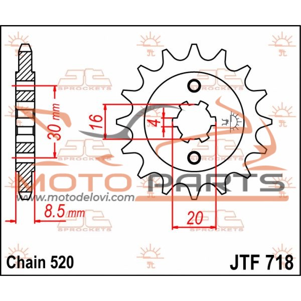 JTF718.12 FRONT REPLACEMENT SPROCKET 12 TEETH 520 PITCH NATURAL CHROMOLY STEEL ALLOY