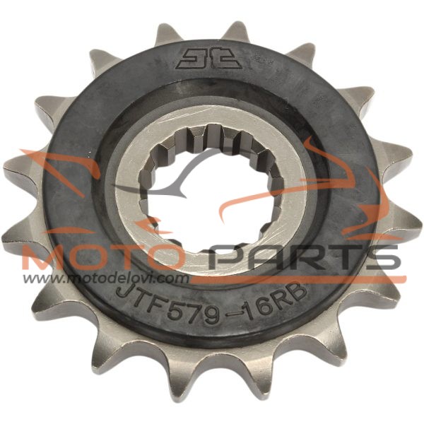 JTF579.16RB FRONT RUBBER CUSHIONED SPROCKET 16 TEETH 530 PITCH NATURAL SCM420 CHROMOLY STEEL ALLOY