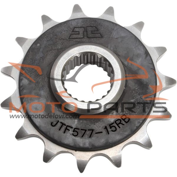 JTF577.15RB FRONT RUBBER CUSHIONED SPROCKET 15 TEETH 520 PITCH NATURAL SCM420 CHROMOLY STEEL ALLOY