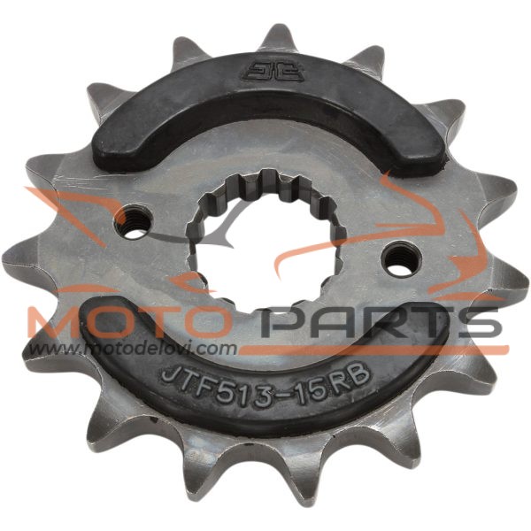 JTF513.15RB FRONT RUBBER CUSHIONED SPROCKET 15 TEETH 530 PITCH NATURAL SCM420 CHROMOLY STEEL ALLOY