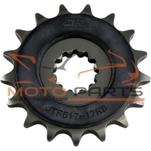 JTF517.17RB FRONT RUBBER CUSHIONED SPROCKET 17 TEETH 50 PITCH NATURAL SCM420 CHROMOLY STEEL ALLOY