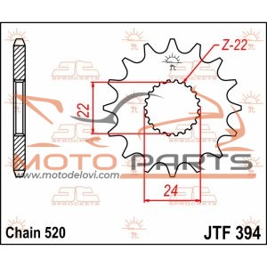 JTF394.15 FRONT REPLACEMENT SPROCKET 15 TEETH 520 PITCH NATURAL STEEL
